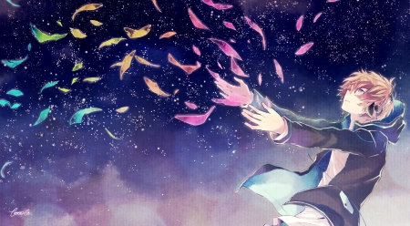 Amatsuki- Nico Nico Singer - Japan, Night, Nico Nico, Headphone, Pixiv, Stars, Singer, Original, Fanart, Hoodie, Amatsuki, Solo, Sky, Male, Night Sky