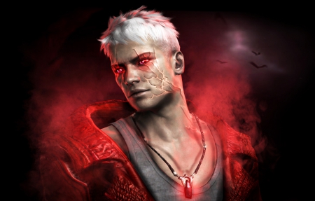 Dante - game, scar, pendant, black, devil may cry, fantasy, red, Dante, art