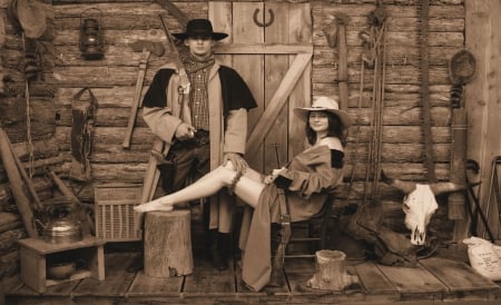 Old West Couple - style, fun, male, westerns, female, fashion, cowgirls, rodeo, cowboys, ranch