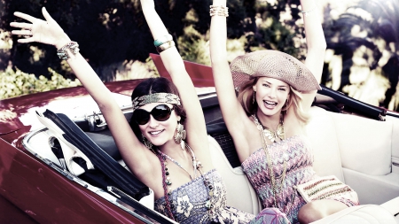 Best Friends - convertible, best friends, women, happy friends