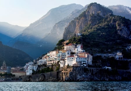 Ravello, Italy - mediterranean, village, water, mountains, amalfi coast, mist