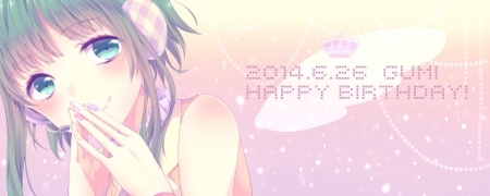 Happy B-Day Gumi!!! - microphone, headphones, vocaloid, blue eyes, anime, gumi, green hair