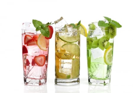 Summer drinks - drink, fruit, icecubes, summer