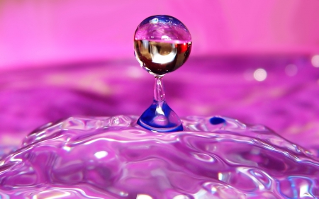 Water - water, macro, water drop, pink