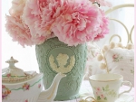 tea time & pink peonies