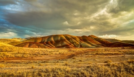 * OREGON-John Day Fossil Beds National Monument * - nature, mountains, sky, field