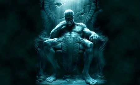 STONE THRONE - picture, stone, throne, man, fantasy