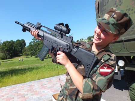 Girl in Latvian army. - woman, girls, people, other