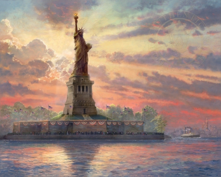 Dedicated to Liberty - sunset, water, nature, Dedicated to Liberty