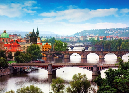 Prague - river, city, moldova, czech republic, buildings