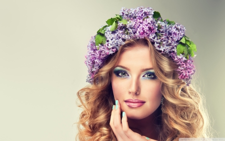 girl with flowers - beauty, smile, spring, flower