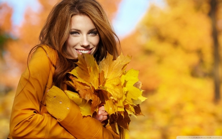 beautiful girl - girl, cute, smile, autumn