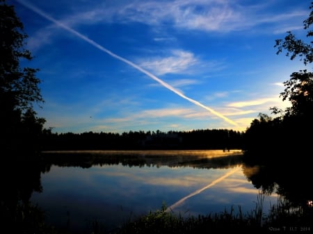 Morning - lake, morning, summer, sky