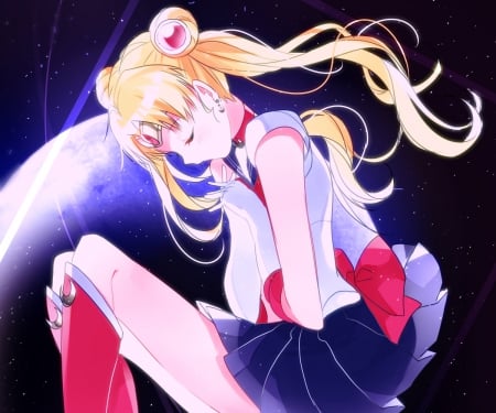 Sailor Moon - pretty, anime, twin tail, female, twintail, blonde, blond hair, light, long hair, space, sailor moon, blond, nice, moon, twin tails, anime girl, sailormoon, twintails, beautiful, girl, blonde hair, beauty, lovely, sweet, magical girl