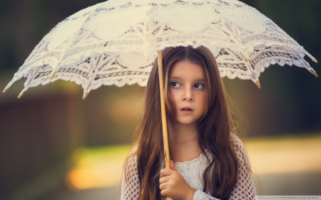 little lady - white, look, umbrella, dress