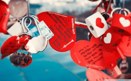 love locks - love, locks, heart, red