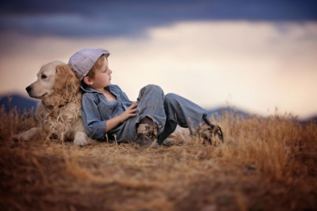 Childhood Innocence - Innocence, dog, friends, child