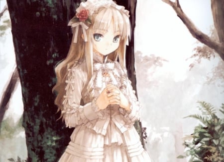 Lolita - nice, female, blond, anime girl, blond hair, pretty, blonde hair, anime, adorable, girl, long hair, gown, lovely, kawaii, sweet, lolita, dress, blonde