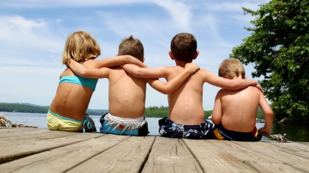 Friendship - love, sky, lake, girl, people, nature, boy, friendship, friend