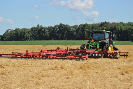 Harvesting the Wheat - Tractor, John Deere, Indiana, Farmland