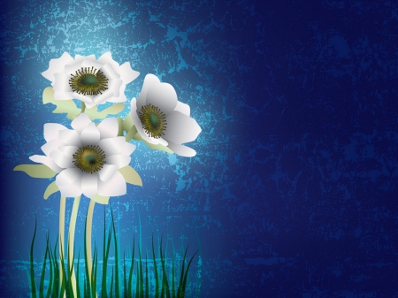 Floral background - pretty, floral, background, blue, beautiful, flowers, grass