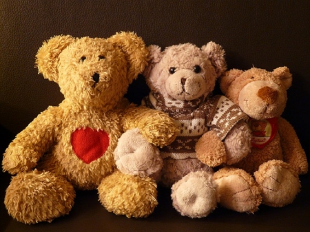 THREE TEDDIES - THREE, CUTE, TEDDY, BEARS