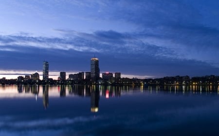 Blue Hour - town, architecture, blue, sky