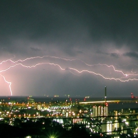 Lightning over the city