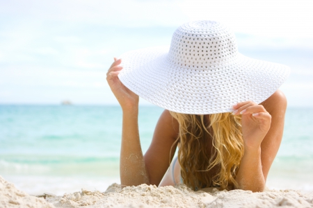 Summer ♥ - hat, summer, beach, beautiful, photography, girl, sea, sand, woman, blond