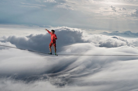 walking on clouds - sky, people, clouds, photography, nature