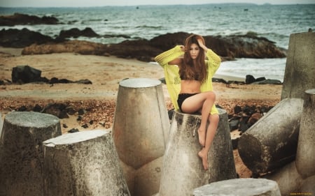 beach girl - beach, girl, sea, short