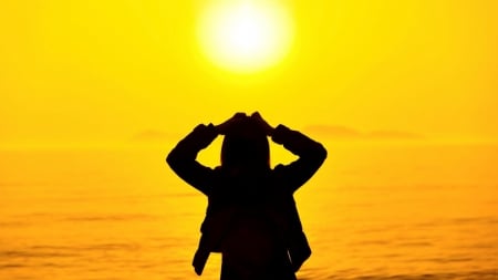 .*☆beautiful sunrise☆*' - mood, sunset, summer, vacation, girl, pose, sea, silhouette