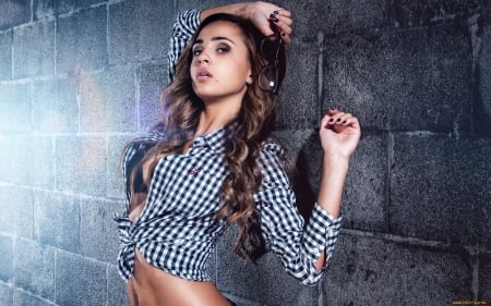 beauty in a shirt - beauty, pose, hot, shirt