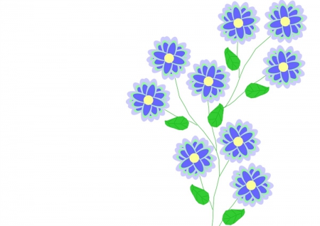 Blue flowers - flower, fantasy, leaves, vector, blue