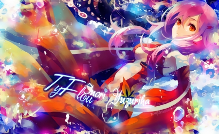 Inori Yuzuriha [Guilty Crown] - anime, female, colourful, long hair, girn, Inori Yuzuriha, red hair, art, red outfit, twin tails, Guilty Crown, beautiful, pixiv, multi-colour, red eyes, underwater, bubbles, Fanart from pixiv