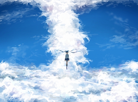 Head In The Clouds - clouds, vocaloid, anime, hatsune miku, sky