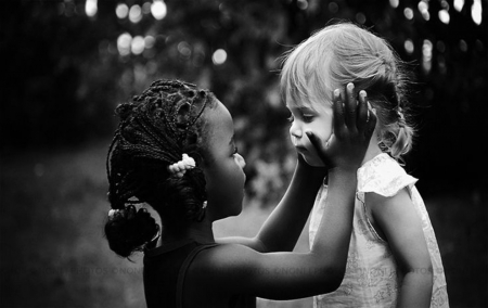 True Colors - true colors, girls, two colors, black and white, children, lovely