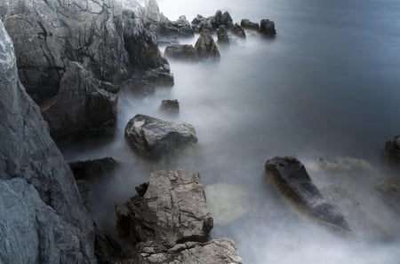 Surreal - ocean, stones, sea, rocks