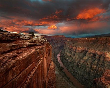 Canyons - sky, rocks, clouds, ground