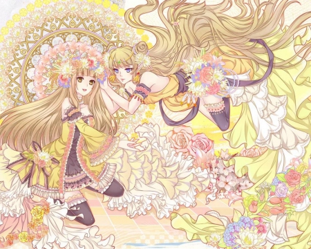 Flower Girls - girls, pretty, orginal, long hair, flower