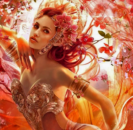 Pure Spirit - flowers, women, fantasy, beautiful