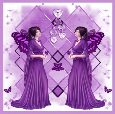 PURPLE FAIRY BUTTERFLIES - purple, female, wings, fairies, butterflies