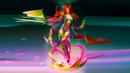 Fantasy Girl - woman, girl, colorful, wallpaper, fantasy, art, abstract, beautiful, digital