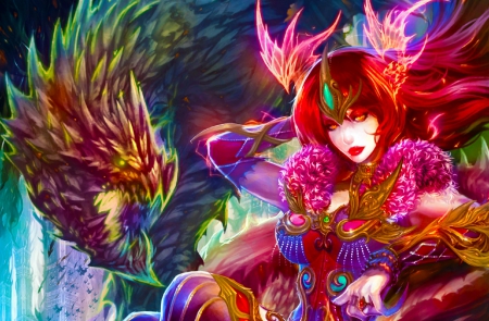 Vampire - woman, girl, colorful, wallpaper, vampire, fantasy, art, beautiful, digital