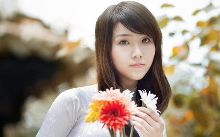 Asian - beauty, cute, asian, flower