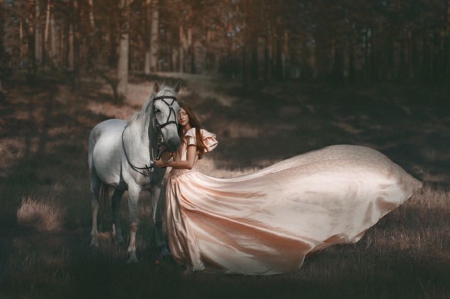 *** - woman, beauty, friendship, horse