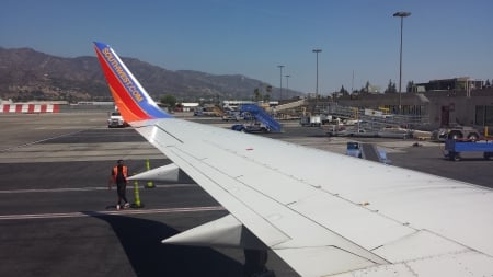 Burbank Airport From Inside Plane - boeing 737, southwest airlines, apron, burbank airport