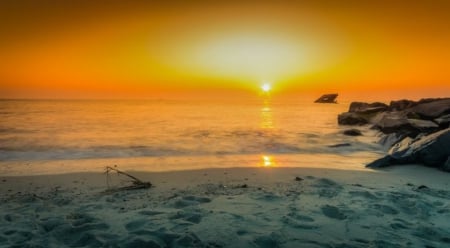 Orange peel - nature, beach, splendor, stones, sunset, sea, orange peel