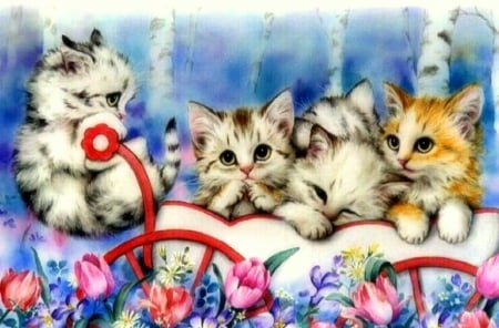 Here We Go! - pretty, summer, creative pre-made, spring, flowers, kittens, beloved valentines, cats, seasons, draw and paint, paintings, weird things people wear, lovely, love, tulips, dogs and cats, cute, adorable, love four seasons, animals