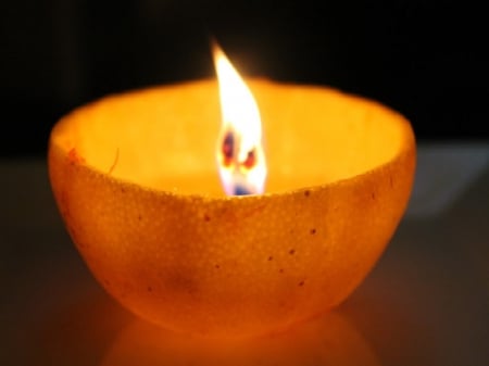 Candle - orange, candle, decoration, light